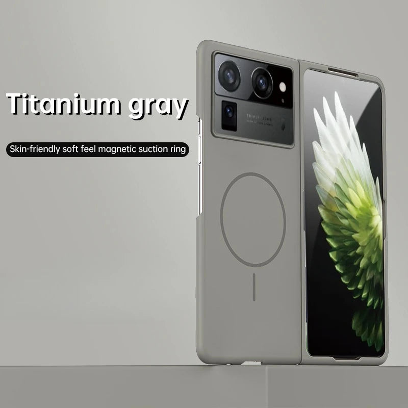 For Magsafe Ultra Thin Frameless Case For Tecno Phantom V Fold2 V Fold Frosted Wireless Charging Hard PC Shockproof Back Cover