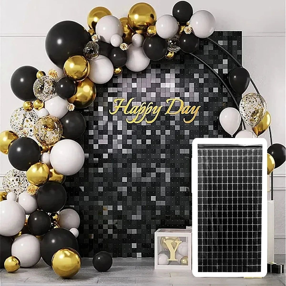 2pcs Party Backdrop Metallic Foil Fringe Tinsel Curtain Adult Kids Birthday Party Wedding Decoration Baby Shower Favor Supplies