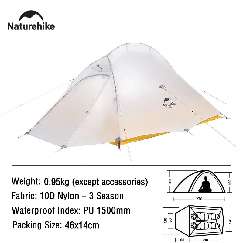 Naturehike 10D Camping Tent Ultralight Waterproof 1 Person Hiking Tents Outdoor Portable Beach Fishing Trekking Shelter Tents