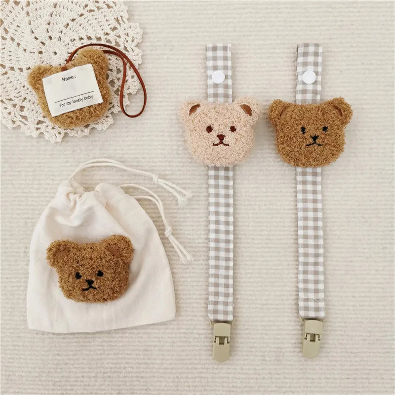 Cute Bear Baby Pacifier Clip Chain Dummy Holder Soother Pacifier Clips Strap Nipple Holder Infant Feeding Babies Accessories