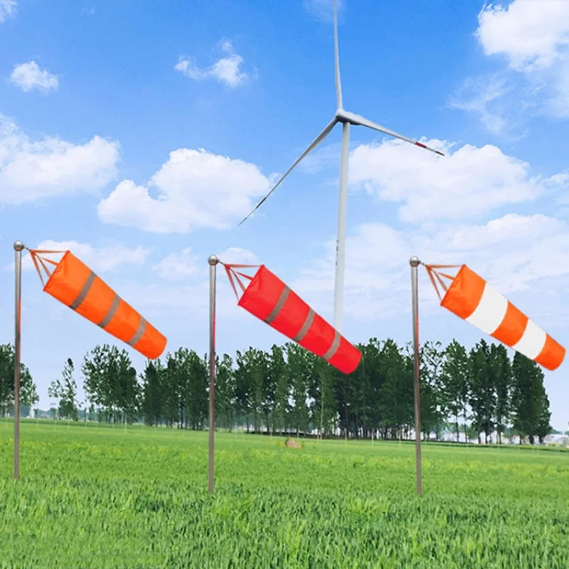 80cm Windsock Outdoor Wind Direction Measurement Reflective Belt Rip-stop Weather Vane for Airport Aviation Garden Farm