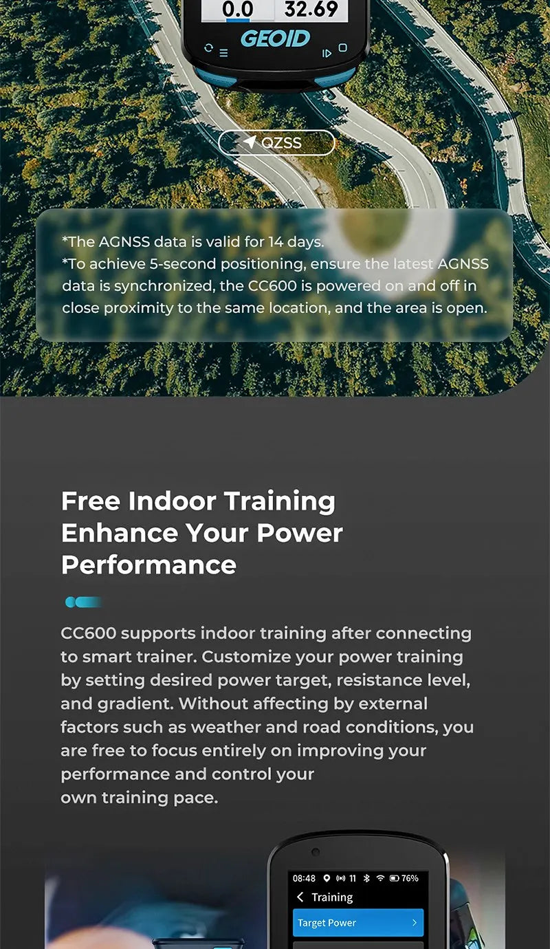 GEOID CC600 Smart Colorful Bike Computer Waterproof Wireless GPS Speedometer Support Automatically WIFI ANT+ Cycling Odometer