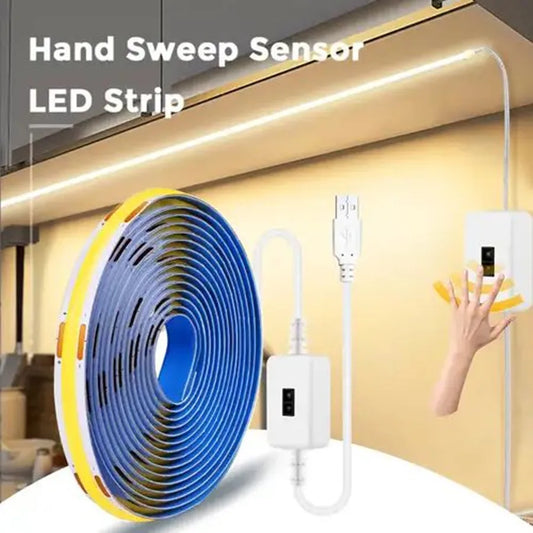 Hand Wave Sensor COB LED Strip Christmas lights USB High Density Tape Flexible Linear Dimmable 320Leds/m Backlight Room Decor