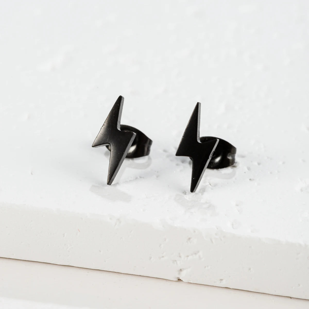 1Pair Stainless Steel Lightning Bolt Earrings Punk Thunder Earring for Men Women Daily Jewelry