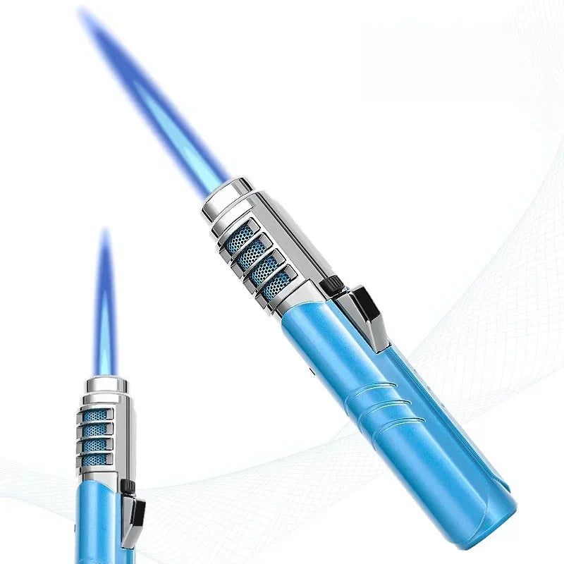 2100° Spray Gun Lighter Metal Outdoor Windproof Blue Strong Flame Spray Gun Lighter Suitable for Kitchen BBQ with Safety Lock