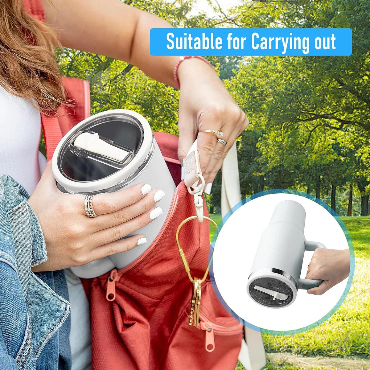 2 PCS 40Oz Tumbler Flip Straw Lid Replacement Fit for Stanley Quencher Spill Proof Splash Reusable Tumbler Cover for Stanley Cup
