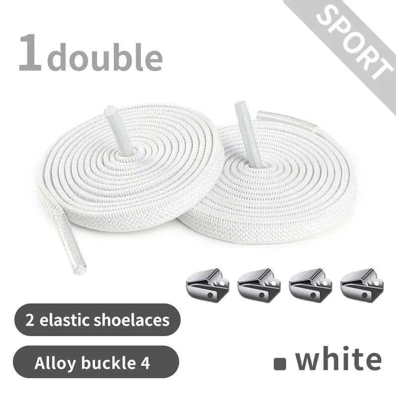 2 Pacs Elastic Shoe Laces Semicircle No Tie Shoelaces for Kids and Adult Sneakers Shoelace Quick Lazy Metal Lock Laces