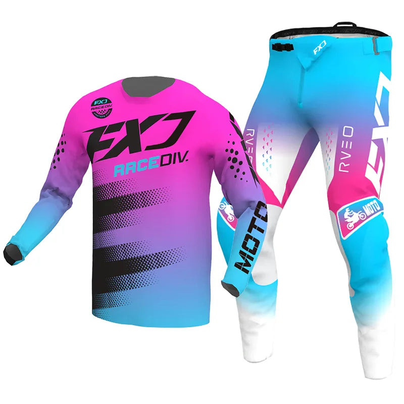 Enduro suit Motocross Jersey Pant Kits Off-road pink yellow blue mx mtb cross Motorcycle Mens Kits Women's white green red black