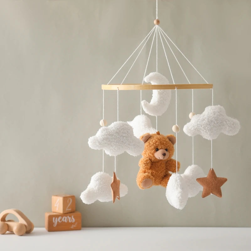Baby Crib Mobile Bed Bell Toys Musical Rattle Educational Toys Bed Bell Newborn Mobile Bed Bell Bracket Baby Hanging Toys Holder