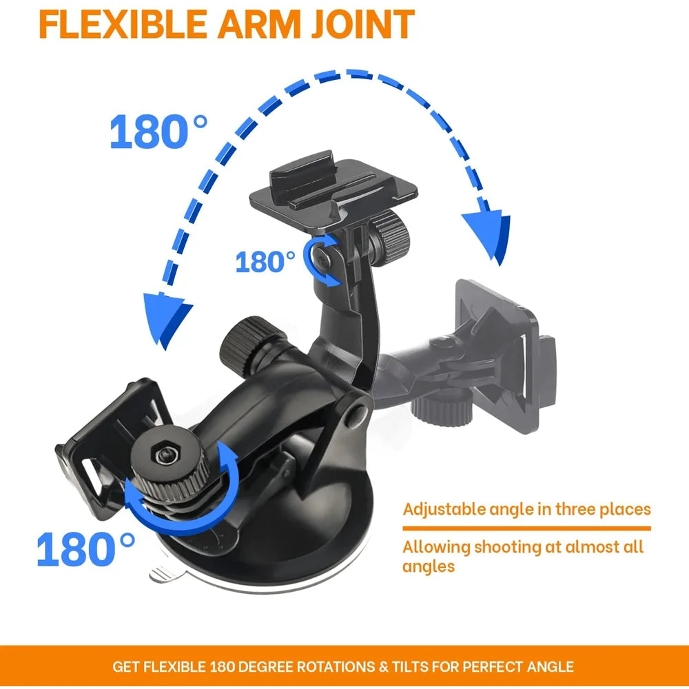 Car Suction Cup Mount for GoPro Hero 13 12 11 10 9 8 7 6 5 Black Silver DJI SJCAM AKASO Camera Holder Mounting Accessories