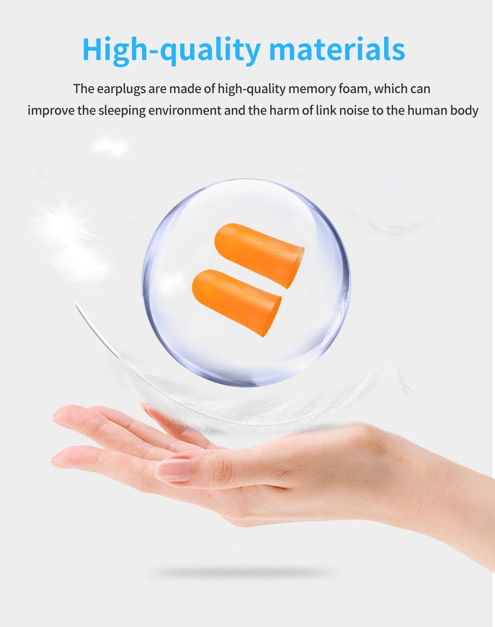 TISHRIC Earplugs Soft Sponge Ear Plugs Noise Reduction Sleeping Earplug  Travel Noise Reduction Rate 35.5db Sound Insulation