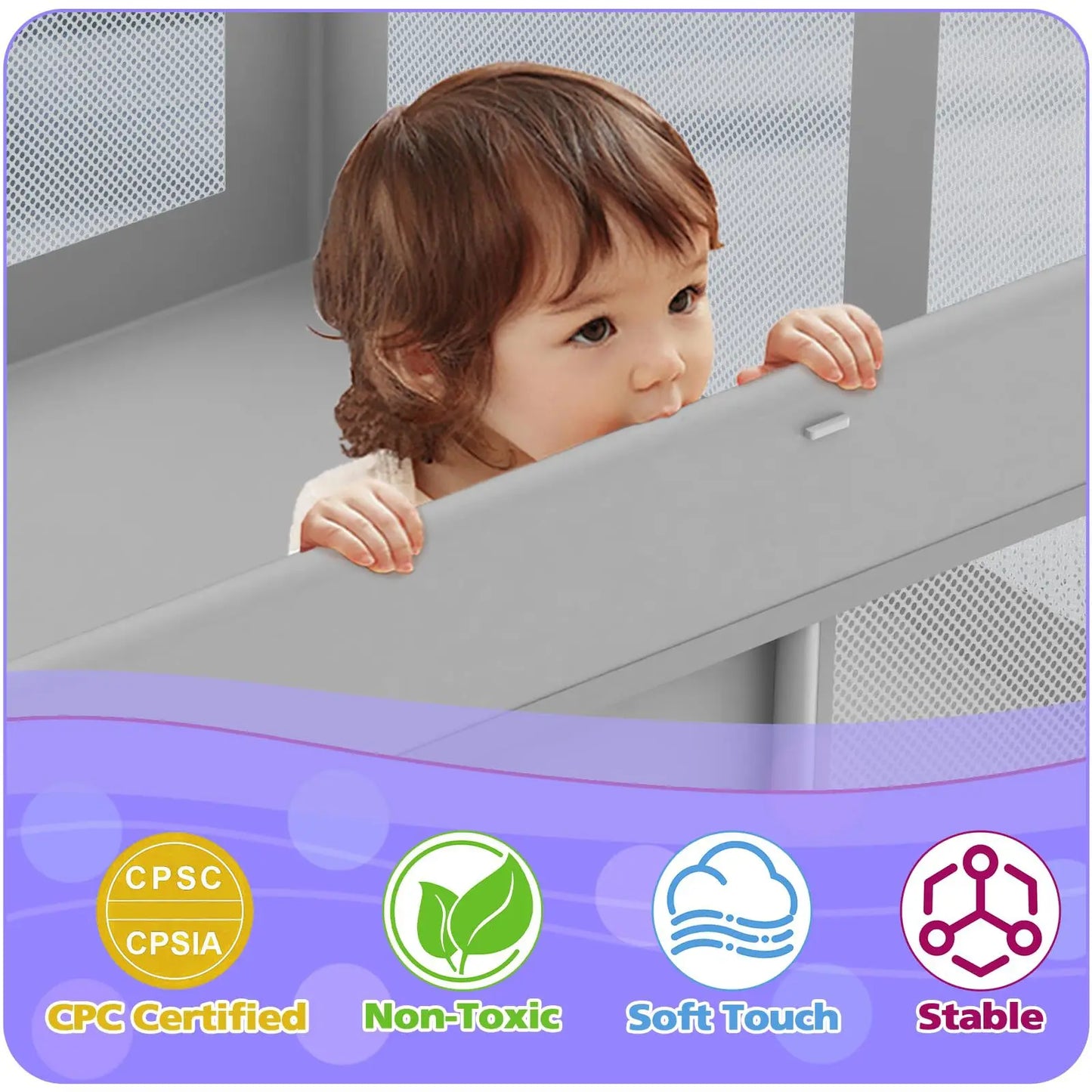 Foldable Baby Game Fence Portable Safety Enclosure for Home Crawling & Learning to Walk,  Protective Barrier Indoor/Outdoor Use