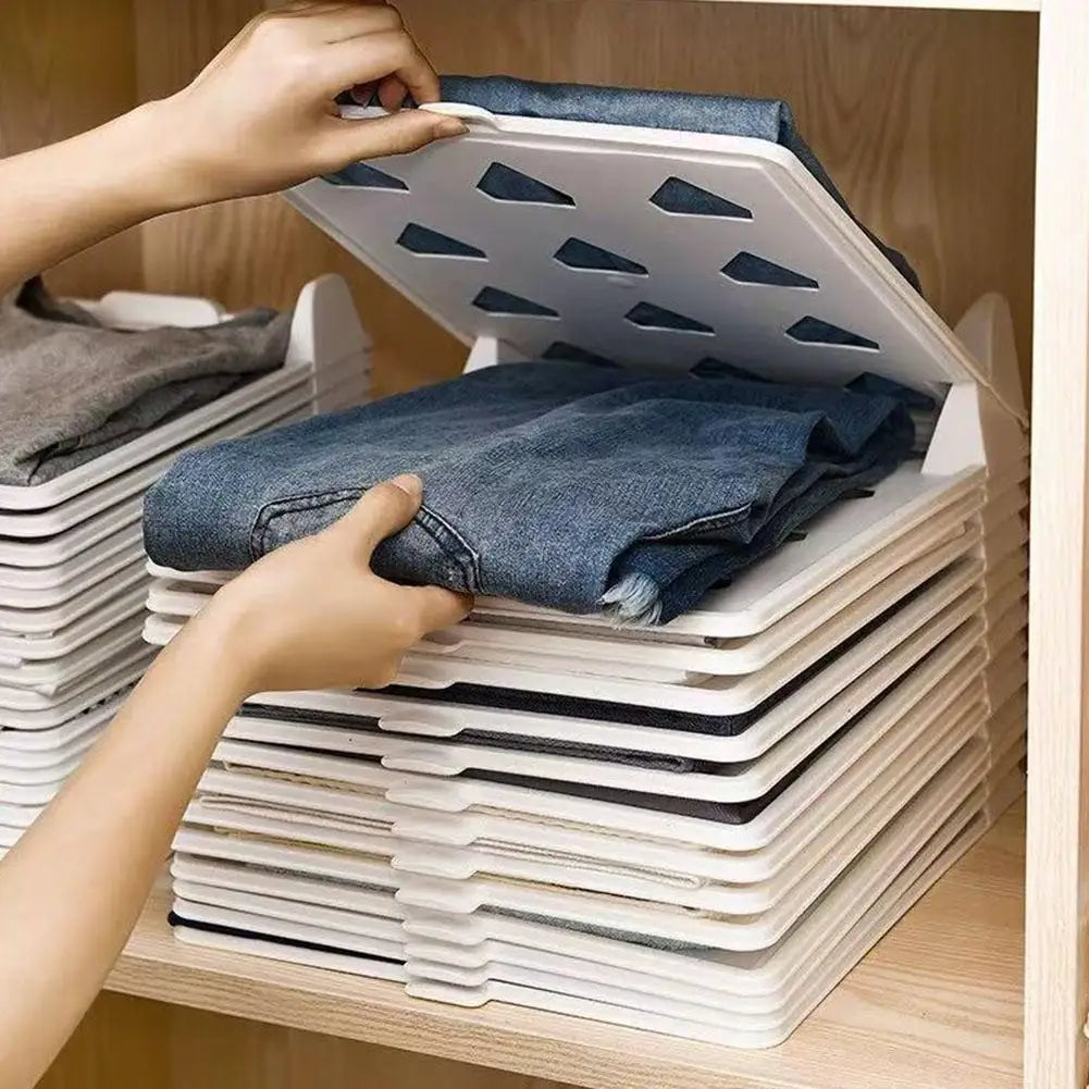 Stackable Shirt Organizer Boards Foldable Clothes Storage Space Saving Wardrobe Drawer Organizer for T Shirt Sweaters Closet Use