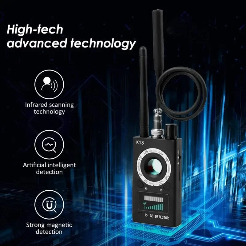New K18 Multi-function 1MHz-6.5GHz Anti-Candid Cam Wireless Lens Device Finder GSM Audio Bug Finder GPS Signal RF Tracker Detect