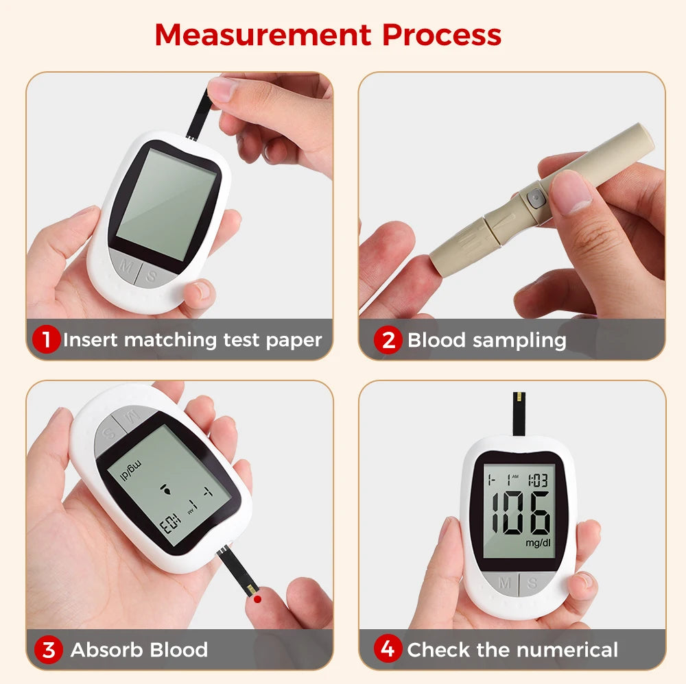 AJC Blood Glucose Meter Glucometer Kit Code Free Diabetes Test 50/100pcs Strips With Lancets Medical Blood Sugar Mg/mmol