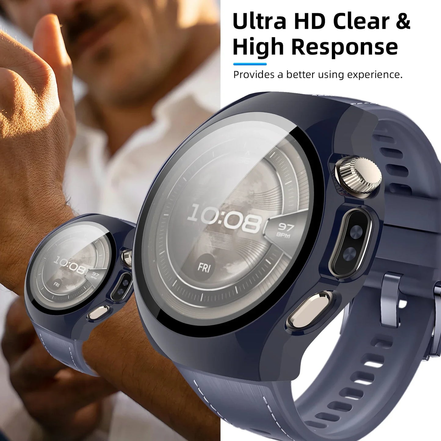 Glass+Case for Huawei Watch 5 42mm 46mm Tempered Glass Screen Protector & PC Protective Bumper for Huawei Watch5 Accessories