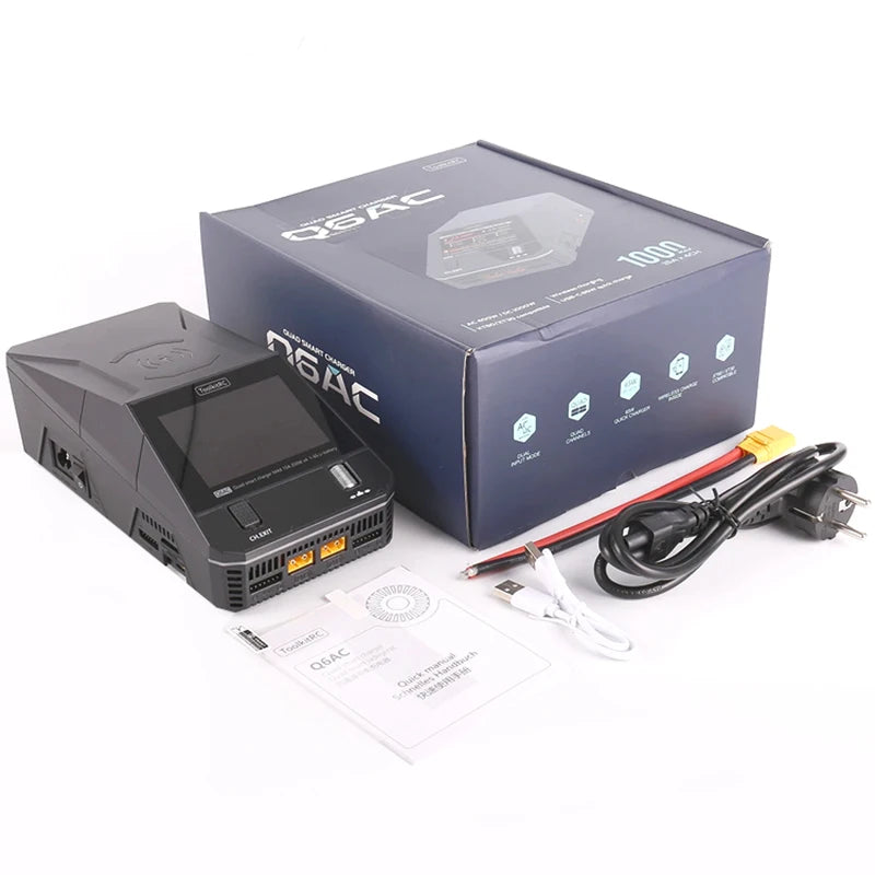 ToolkitRC Q6AC Smart Charger 4CH Output AC/DC Balance Charger For 1-6S Lipo LiHv LiFe Lilon LTO/1-16S NiMH/1-10S PB Battery NEW