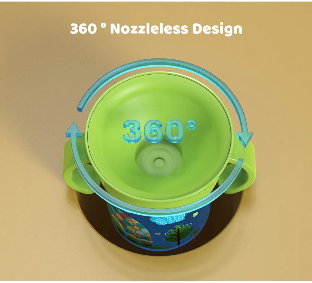 360 Rotated Cartoon Baby Learning Drinking Cup with Double Handle Flip Lid Leakproof Infants Water Cups Bottle BPA Free