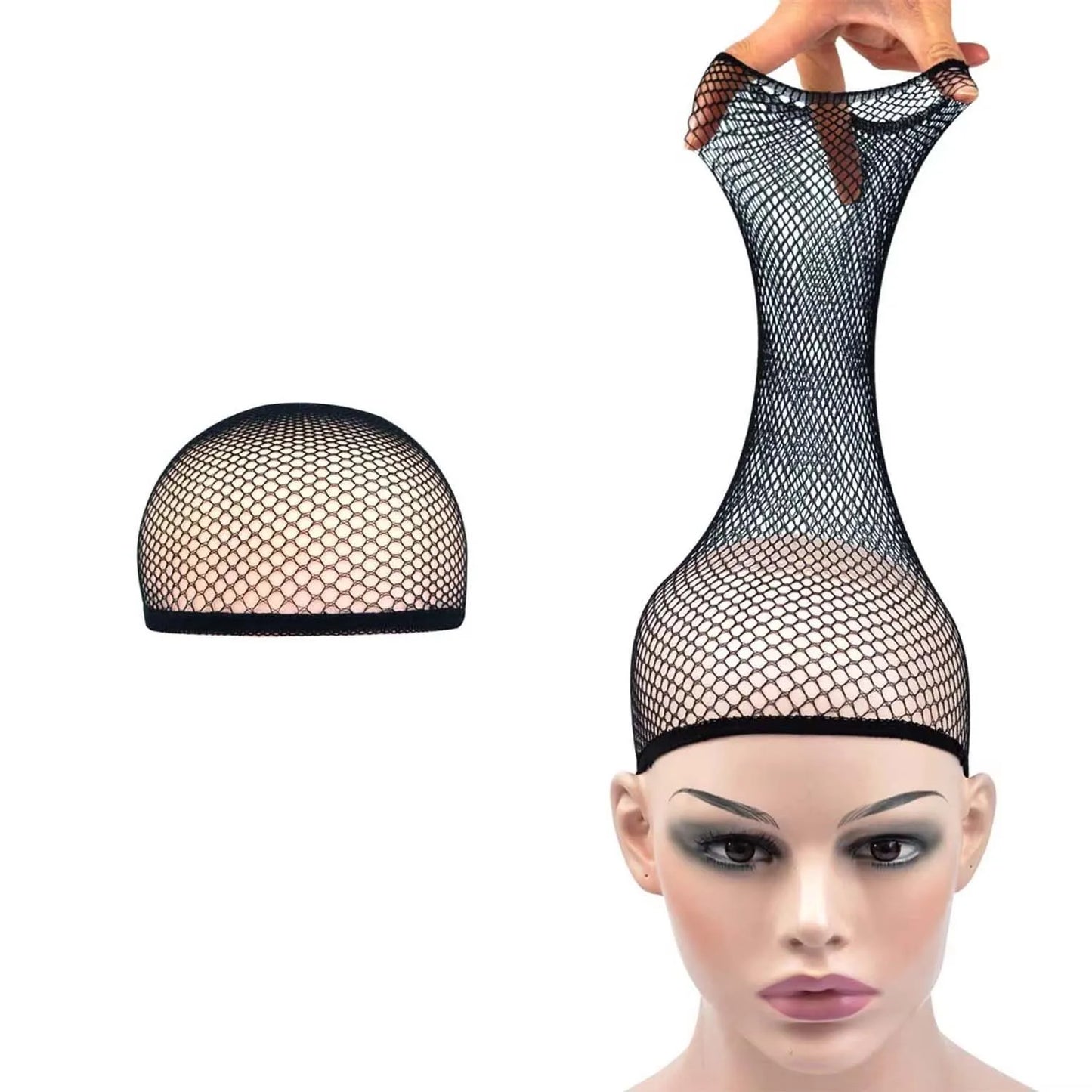 Mesh Wig Cap Stretchable Elastic Black Hair Net Stretch Open Ended Fishnet Wig Net Breathable Mesh Cap for Wig Accessories