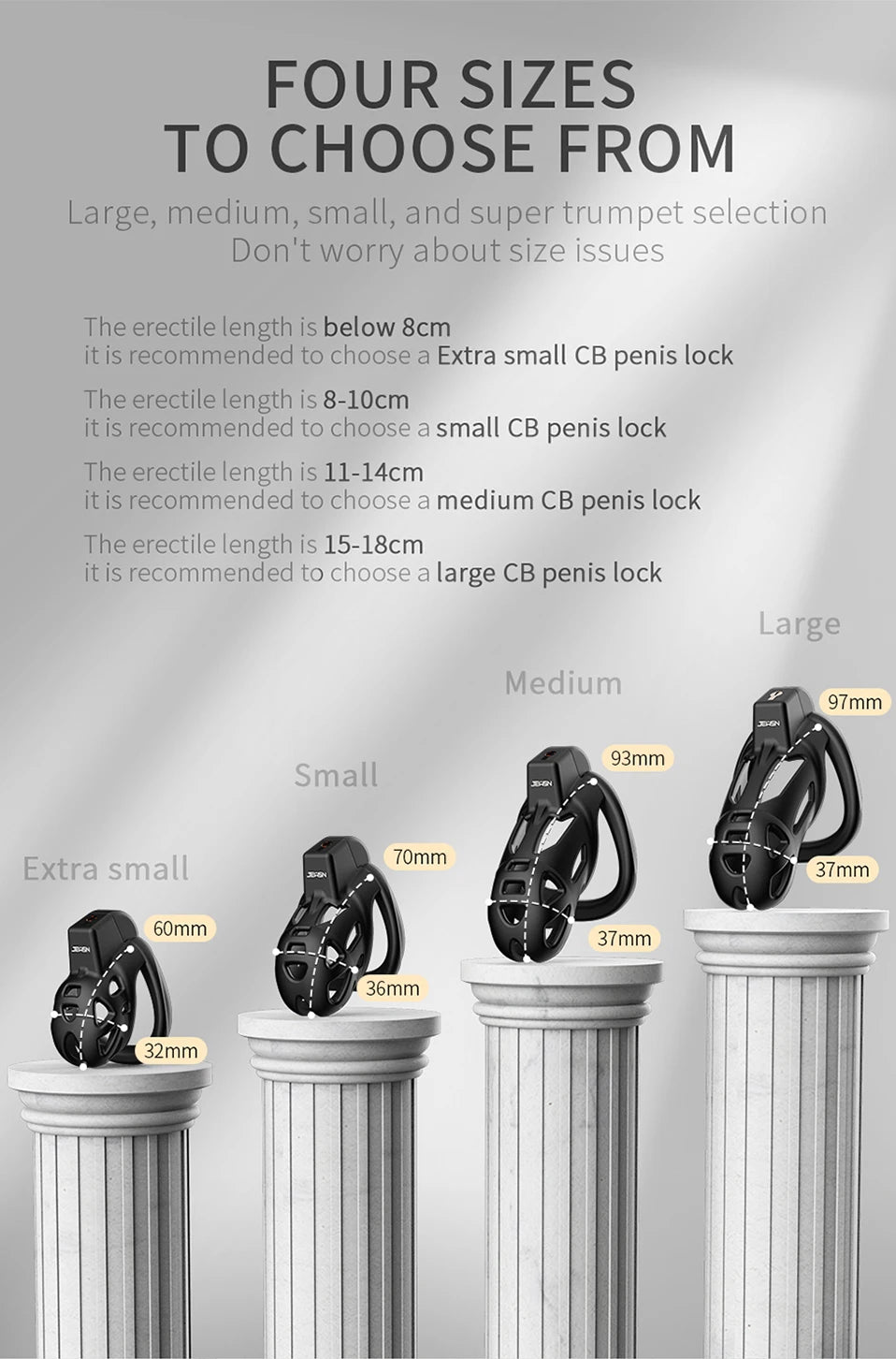 Jeusn Male Chastity Cage Sex Toys Discreet Sissy Femboy Chastity Cock Cage Device Penis Rings Male With 3 Size Men's Adult Goods