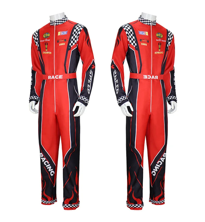 Adult Kids Racer Cosplay Costume Red Classic One-Piece Training Racing Uniform Suit Children Men Karting Jersey Clothing