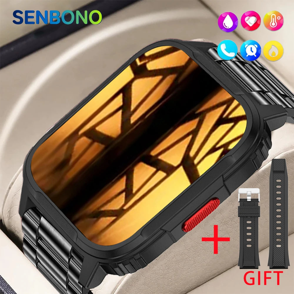 SENBONO 2024 Men Smartwatch Women Bluetooth Call Watch 120 Sport Mode IP68 Waterproof Fitness Tracker Screen Smart Watch Men