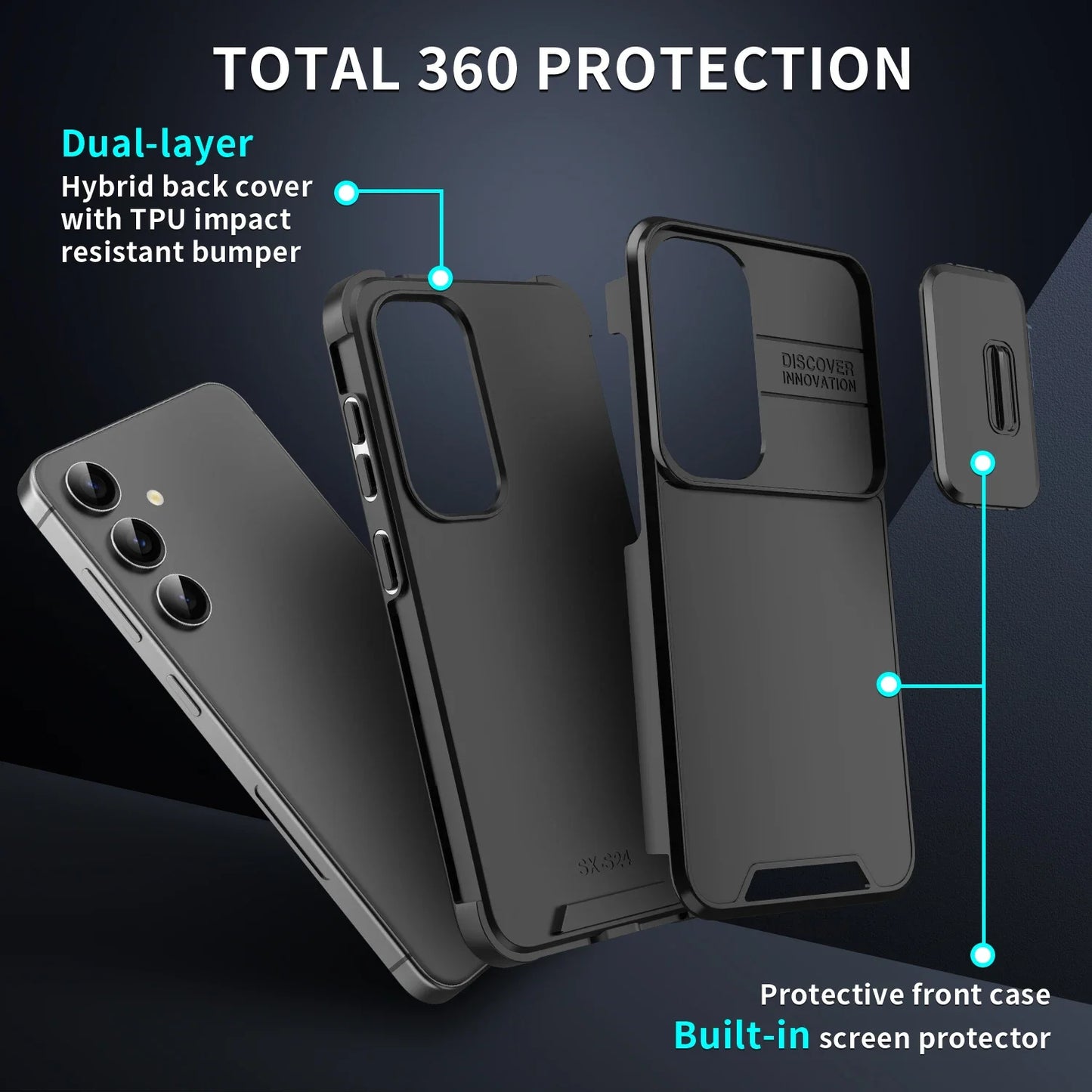 Luxury Fashion Shockproof Armor Phone Case for Samsung Galaxy S25 S24 Ultra S23 FE S21 FE S20 Slide Camera Protection Back Cover