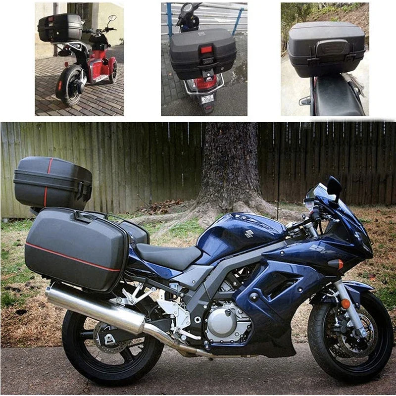 45L Motorcycle Tour Tail Box Motorcycle Luggage Box Top Case with 2 Keys Multifunctional  for Luggage Storage