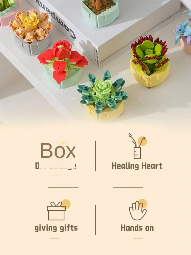 Succulent Flower Plant Potted Building Blocks Cute Flower Ornament Assembling Toys Assembling Toys Birthday Gift