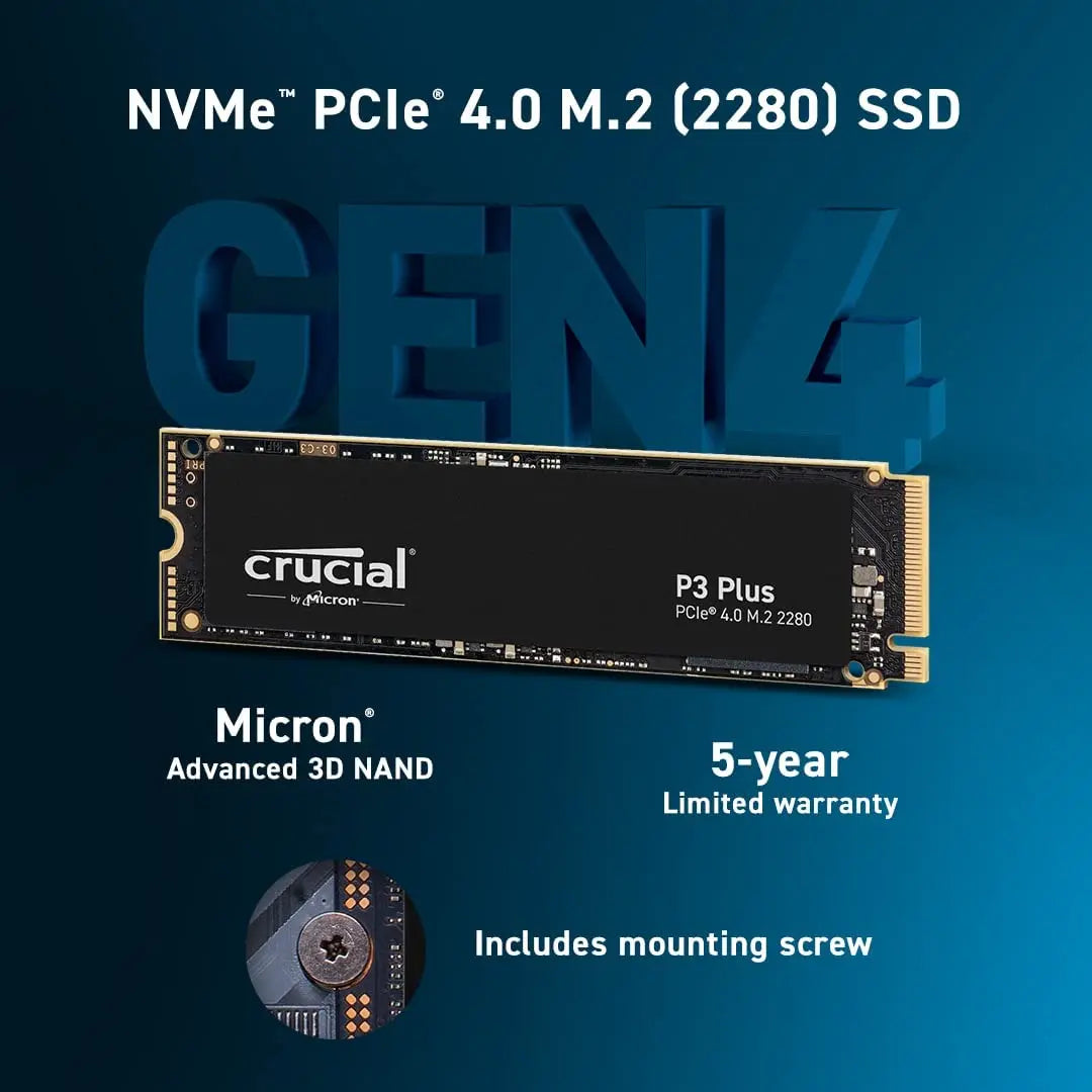 Crucial P3 Plus 1TB 2TB PCIe Gen4 SSD 3D NAND TLC NVMe M.2 2280 Gaming Solid State Drive,up to 5000MB/s,Original and NEW