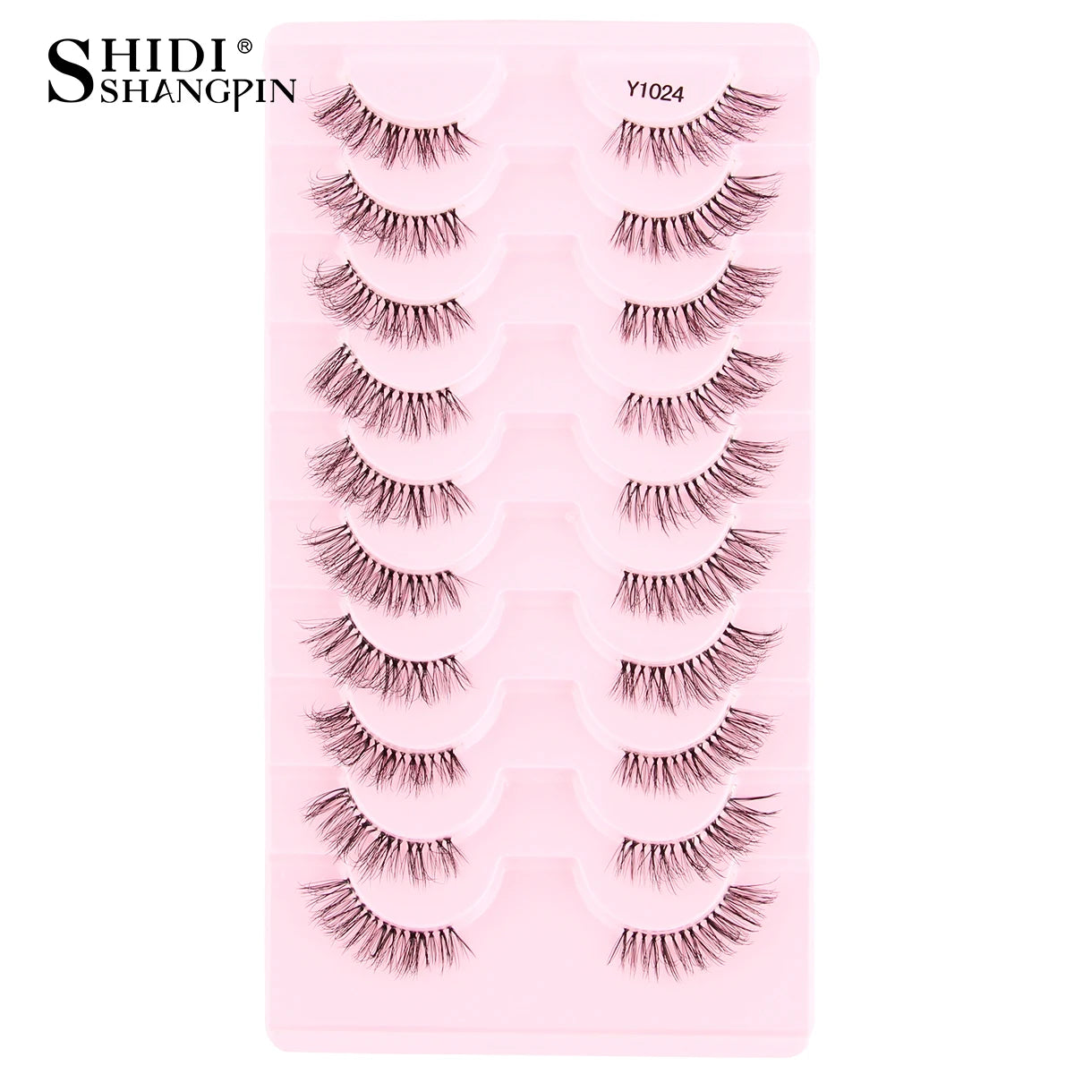 3/5/10Pairs Half False Lashes Natural Short 3D Cat Fake Mink Eyelashes Extension Winged Fluffy Wispy Faux Cils Clear Band Makeup