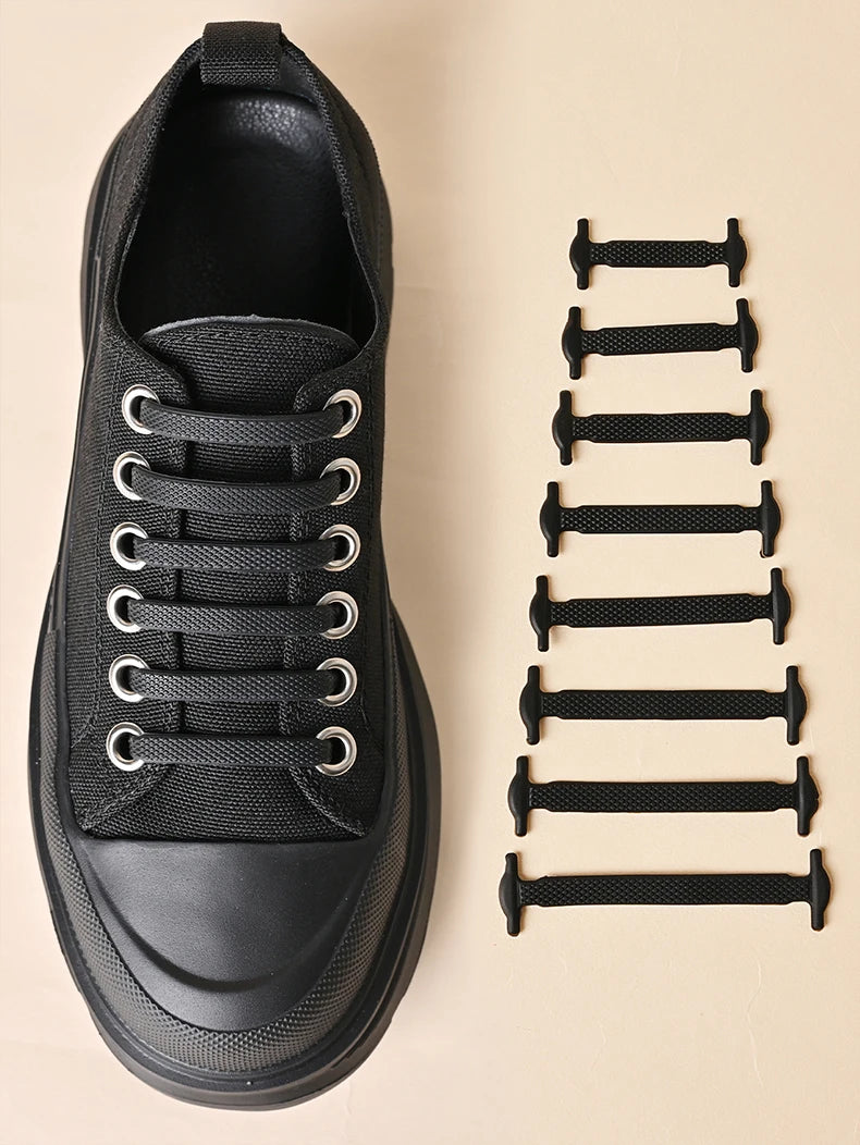16pcs/lot Silicone Shoelaces No Tie Shoelaces 12 colors Elastic Lace Shoelace Creative Lazy Silicone Laces Rubber Lace
