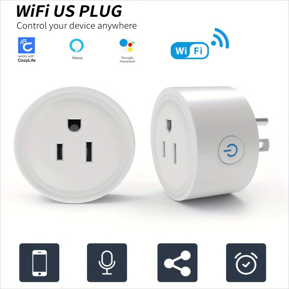 Smart Plug 10A WiFi US Outlet Socket 100-240V Timer Alexa Google Assistant CozyLife APP/Voice Control Group For for Home Auto