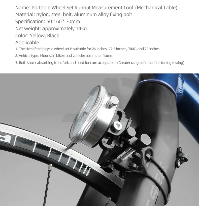 Bicycle Portable Installation Dial Indicator Mini Wheel Adjustment Tool Triple Tuning Applicable Wheel Set MTB Bike Rims Tools