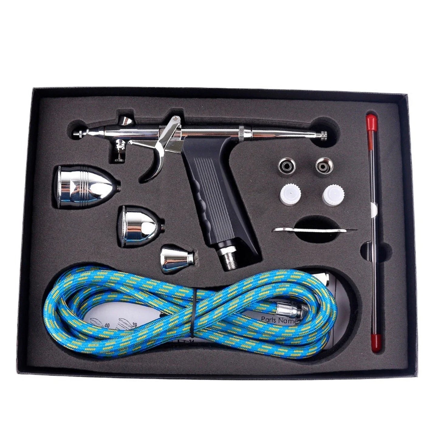 Airbrush Kit with Double Action Trigger, 0.3/0.5/0.8mm Needles, 2/5/13cc Paint Cups Airbrush Gun Ideal for Nails Cake Tattoo Art
