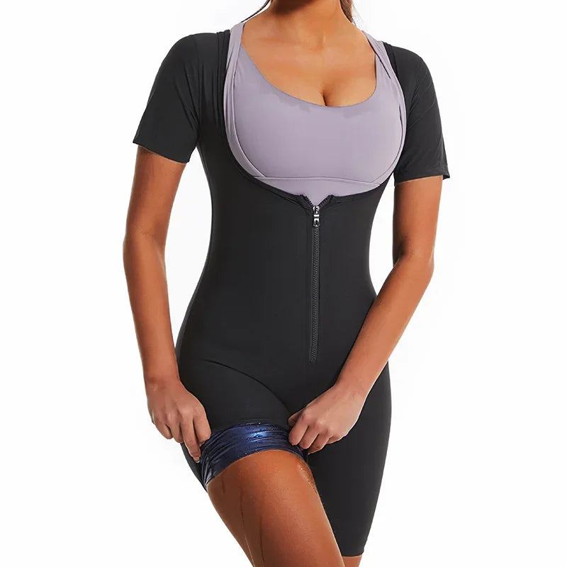 YBFDO Women High Compression Bodysuit Shapewear Fitness Girdles Sauna Sweat Suits Belly Slimming Sheath Weight Loss Body Shaper