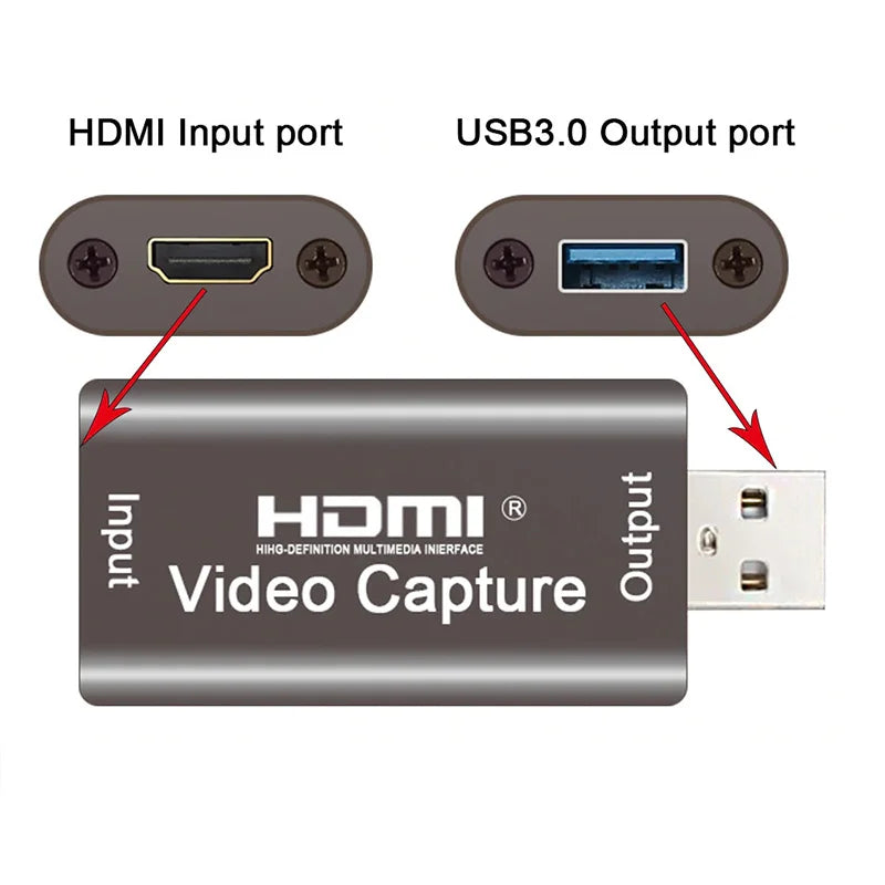 HDMI-compatible USB 3.0 Game Video and Audio Grabber Card Full HD 1080P 30FPS Mini Video Capture Card for Camera Recording