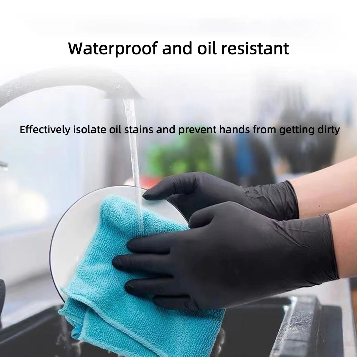Disposable black gloves, multi-purpose, latex-free, sterile, medical, cooking, home use, easy, simple and clean
