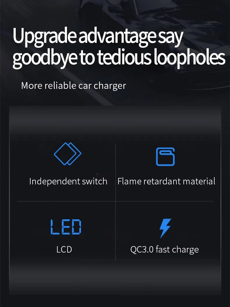 Car Inverter 150W Peak DC12V/24V to 110V/220V LED Display Sockets Power Inverter Adaptor Fast Charging