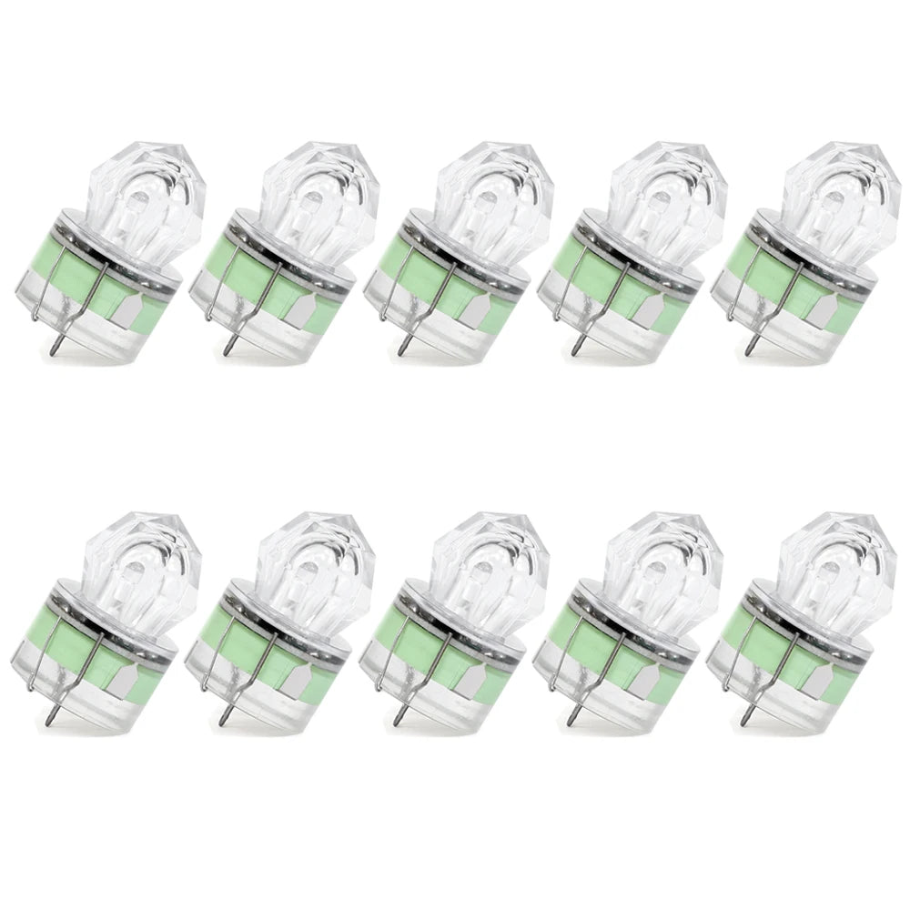 10 pieces of LED fishing lights, underwater deep throw light, waterproof diamond tube, underwater color fishing lure