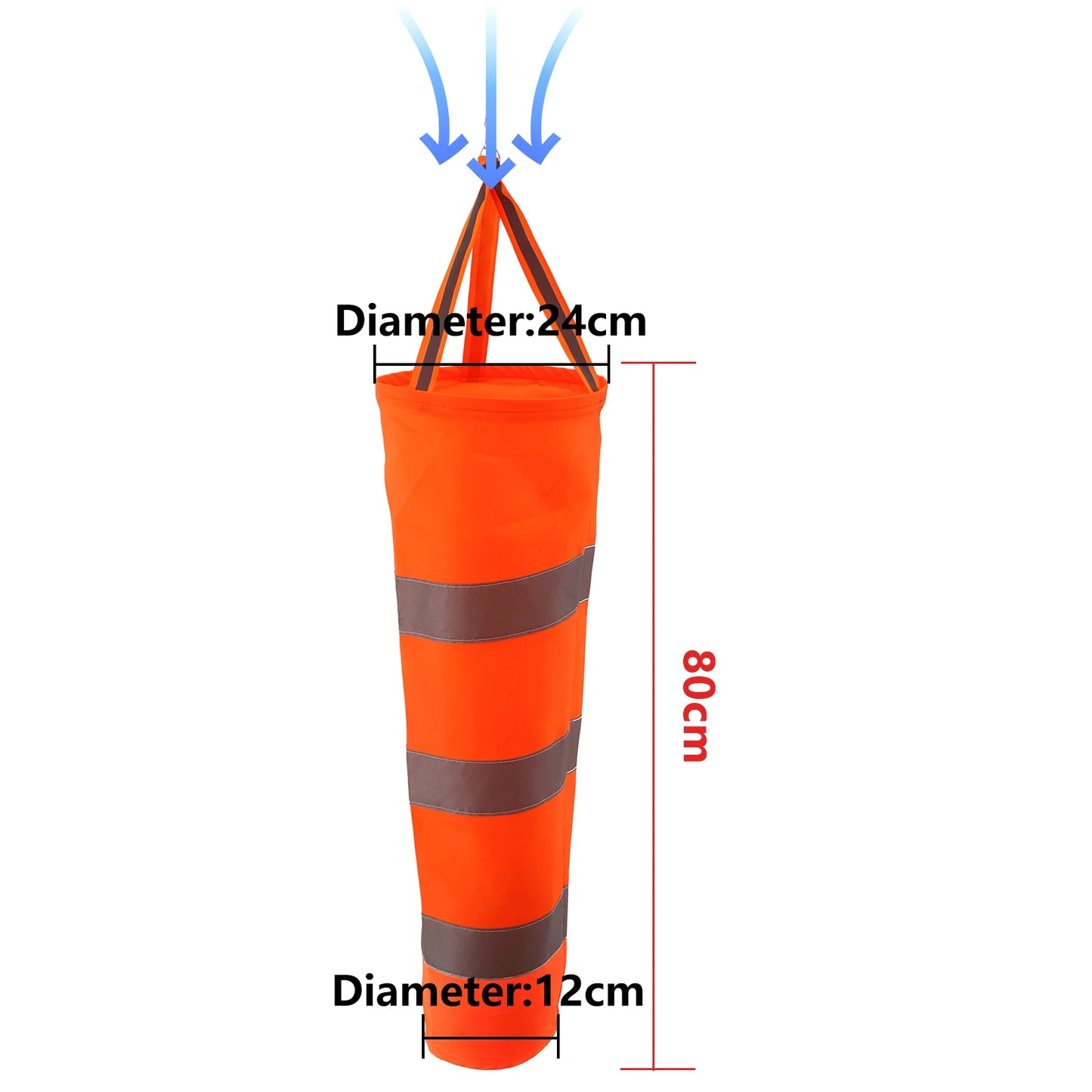 60/80/100cm Windsock Weathervane Scratchproof Windproof Fluorescent Reflective Windsock Weather Bag Wind Vane Wind Wind Direct