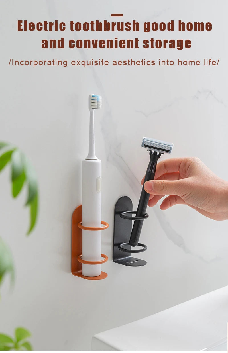 Stainless Steel Electric Toothbrush Holder Toothbrush Stand Rack Organizer Wall-Mounted Holder Space Saving Bathroom Accessories