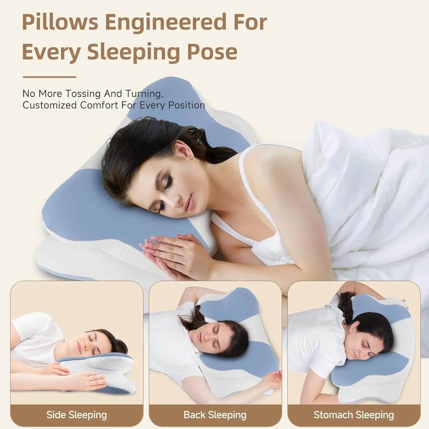 2024 New Ergonomic Memory Foam Cervical Pillow-Neck And Shoulder Support  Adjustable For Side Back Stomach Sleepers