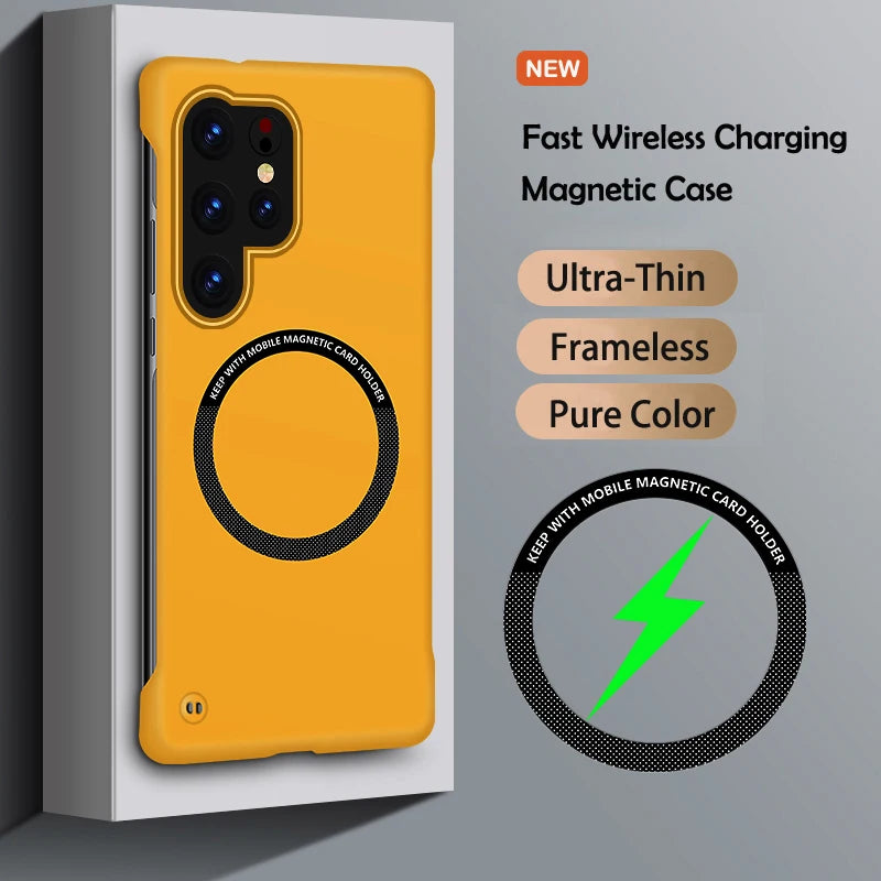 Ultra Slim Magnetic Frameless Solid Color Phone Case for Samsung S26 S25 FE Edge S24 S23 S22 S21 FE Plus Ultra Magsafe Cover