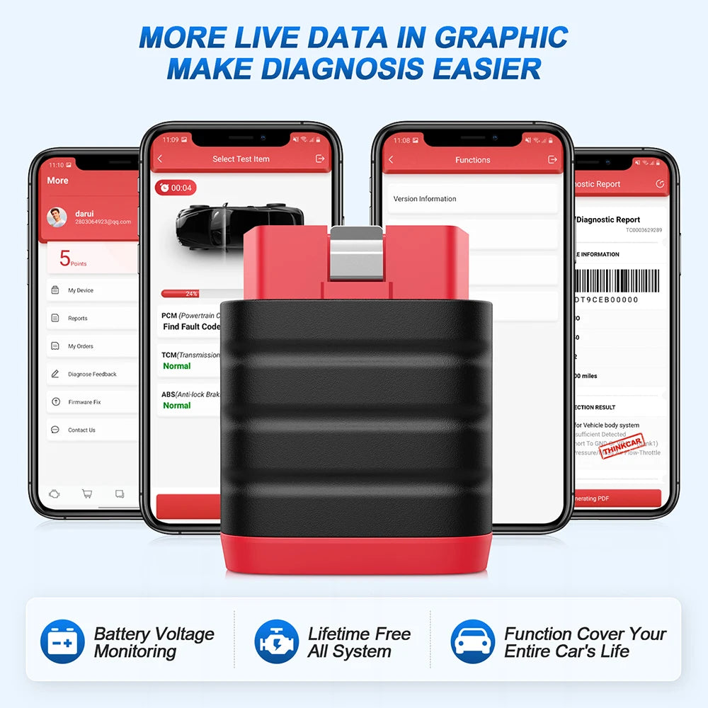 THINKCAR THINKDIAG MINI Auto OBD2 Bluetooth Scanner Full System Diagnostic All Car Lifetime Free Automotive Diagnosis Scan Tool