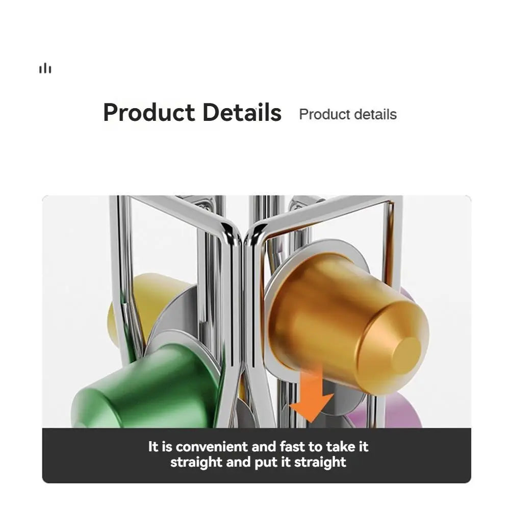 Rotatable Coffee Capsule Organizer Coffee Capsule Display Rack Max Capacity 40 Capsules 360 Degree Rotating Organizer Metal Plat