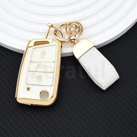 TPU Car TPU Folding Key Cover Shell For VW Volkswagen MK7 GTI 7 Golf 7 Golf R Skoda Octavia A7 SEAT Bag Case Holder Protector
