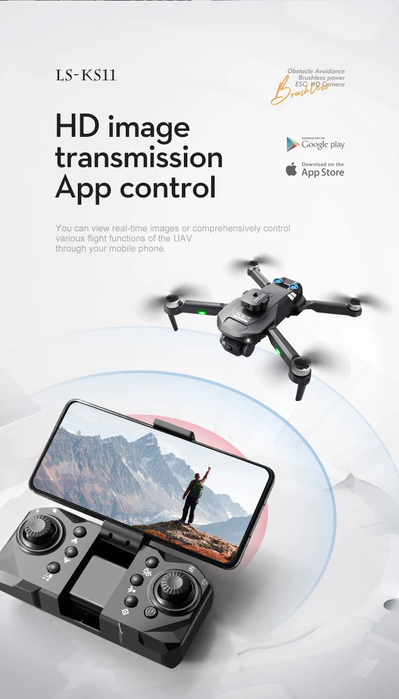 New LS KS11 Mini Drone 4K Professional Dual Camera Obstacle Avoidance Optical Flow Positioning Brushless RC Dron Quadcopter
