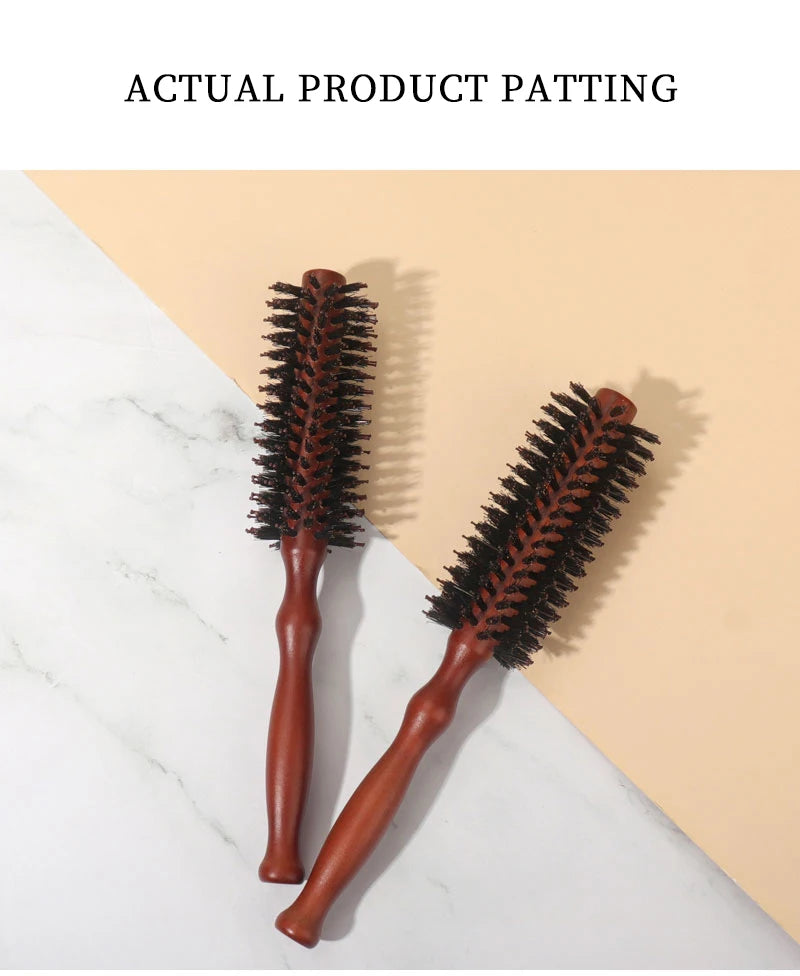 6 Types Curly Hair Comb Hairdressing Styling Tools Wooden Handle Bristle Rolling Hairbrush Combs
