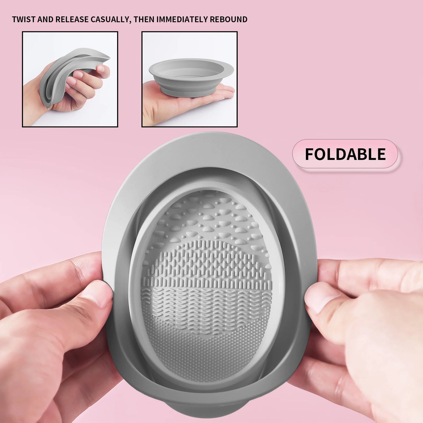 Makeup Brush Cleaning Tool,1pcs Silicone Brush Cleaner Pad Foldable Portable Cleaning Bowl For Makeup Brushes